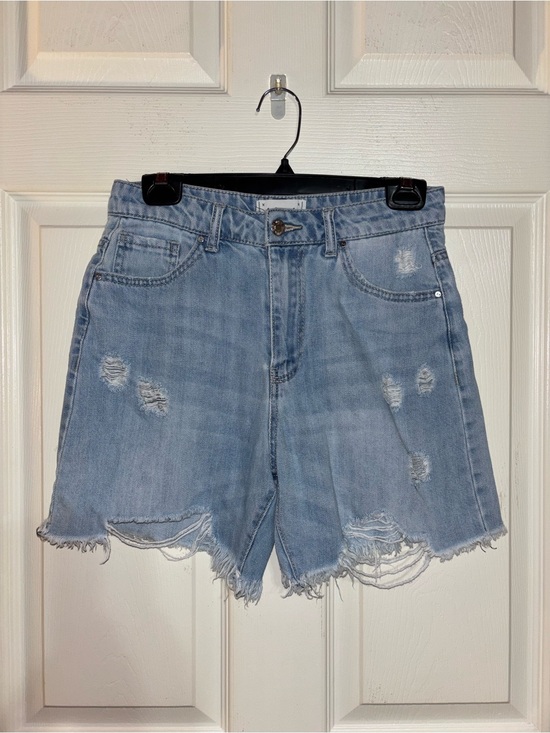 Tricots St Raphael Pants - High-Rise Light Blue Distressed Denim Shorts - Women